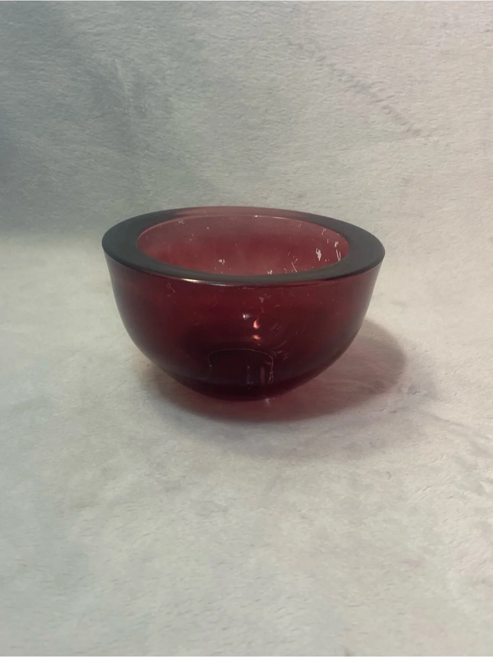 Murano Italian Sculpted Red Sommerso Blown Art Glass Bowl Dish MCM Vintage